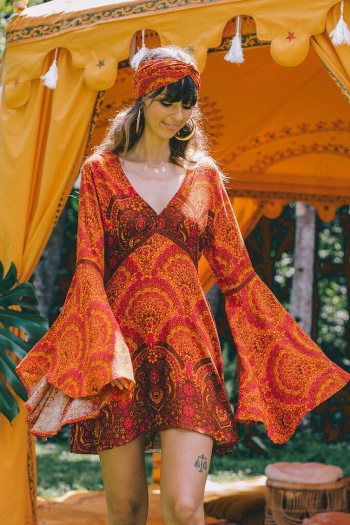 1970s hippie retro style dresses