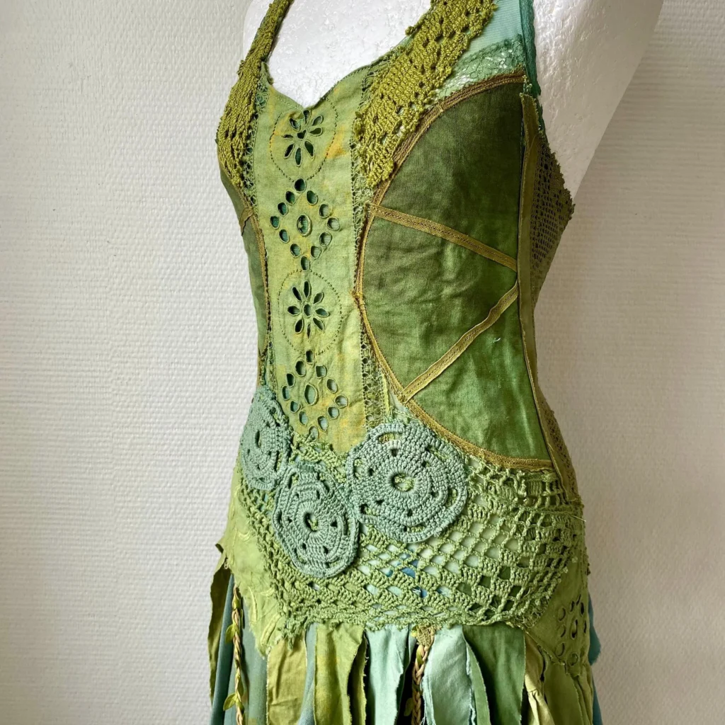 green bohemian dress